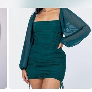 Elegant Teal Ruched Dress